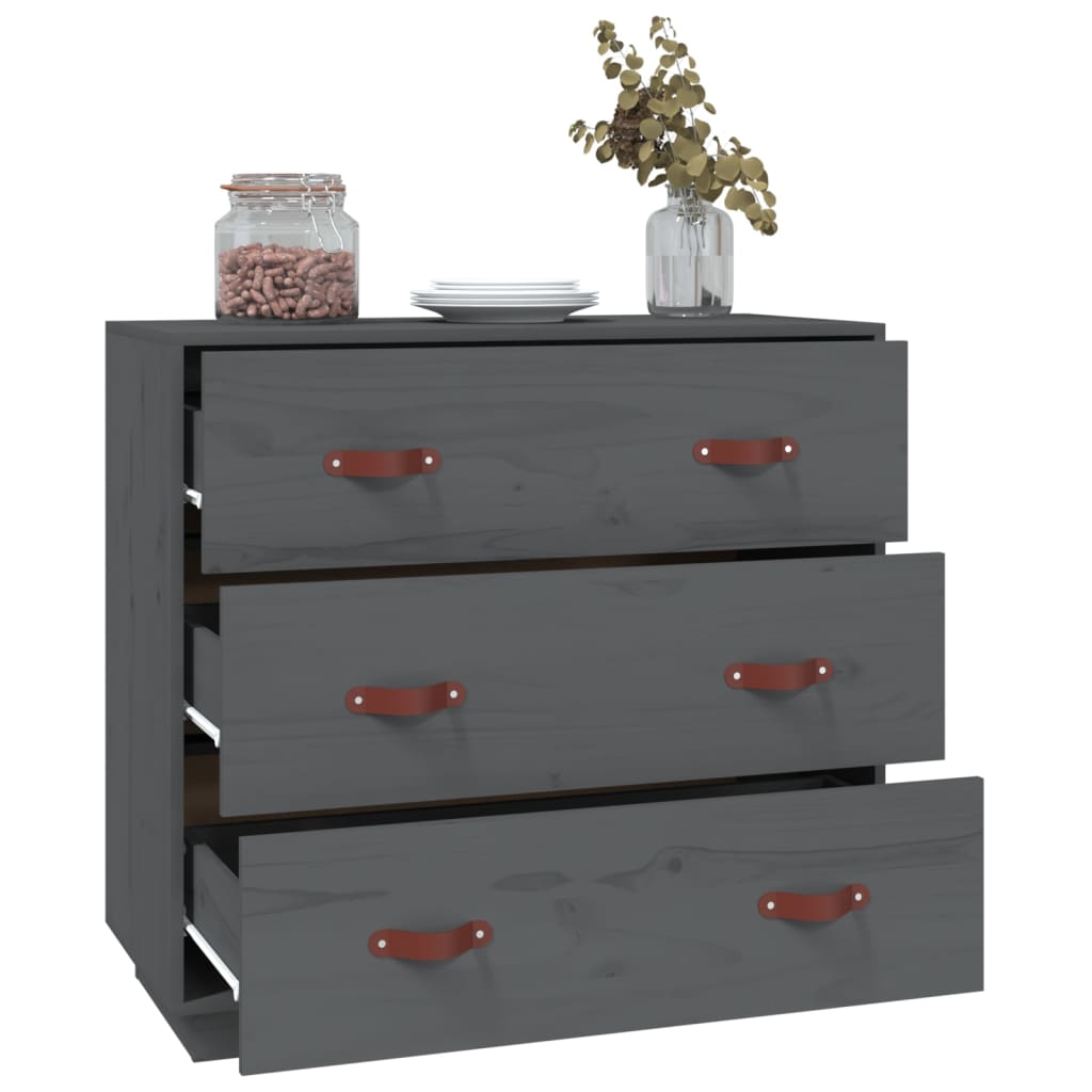 vidaXL Commode grise 80x40x75 cm en pin massif