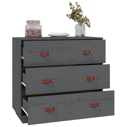 vidaXL Commode grise 80x40x75 cm en pin massif