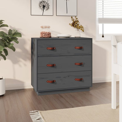 vidaXL Commode grise 80x40x75 cm en pin massif