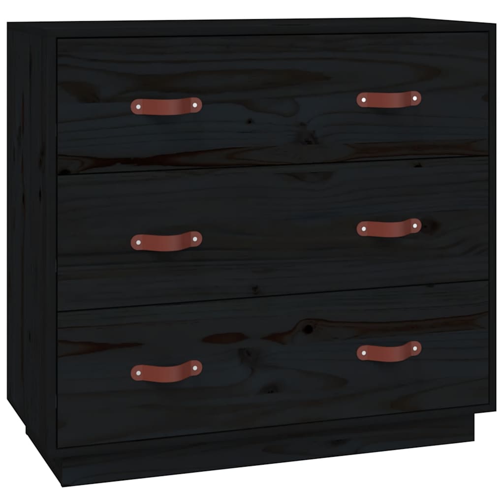 vidaXL Buffet noir 80x40x75 cm Bois de pin massif