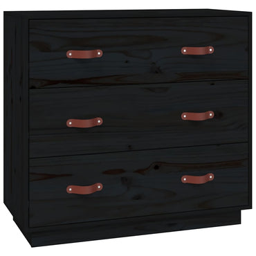 vidaXL Buffet noir 80x40x75 cm Bois de pin massif