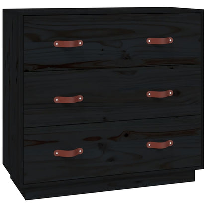 vidaXL Buffet noir 80x40x75 cm Bois de pin massif