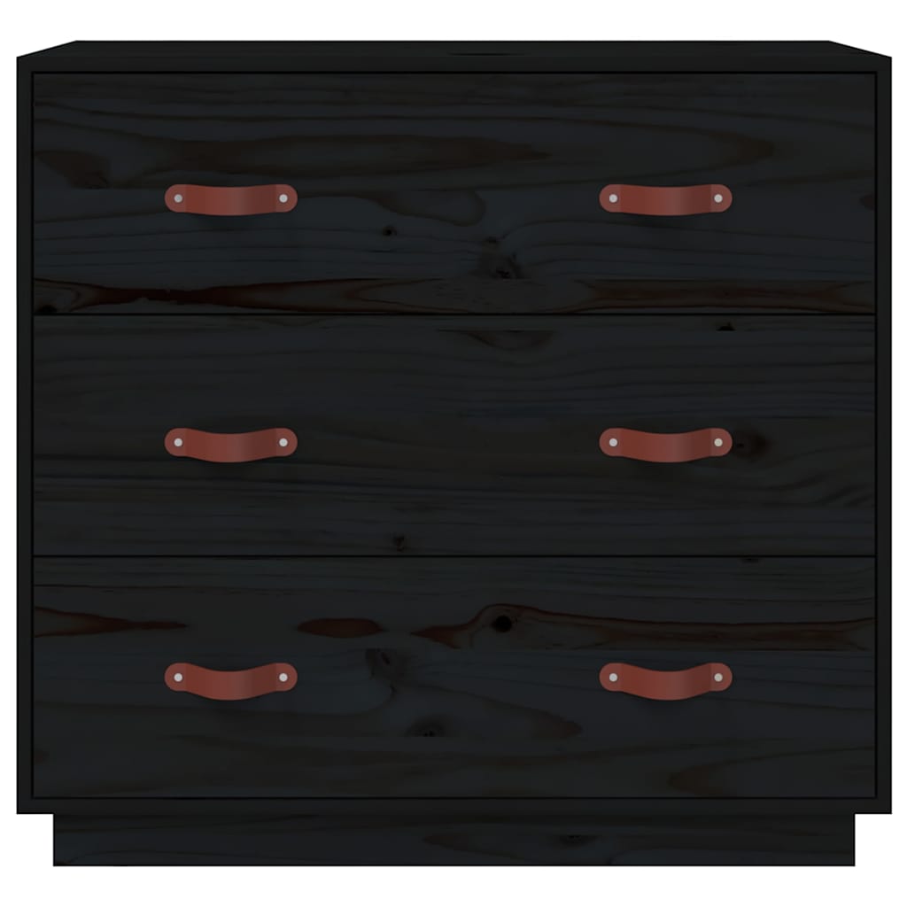vidaXL Buffet noir 80x40x75 cm Bois de pin massif