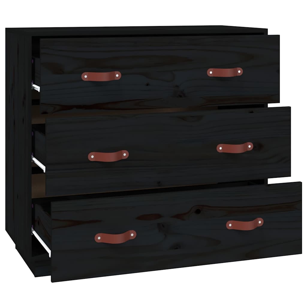 vidaXL Buffet noir 80x40x75 cm Bois de pin massif