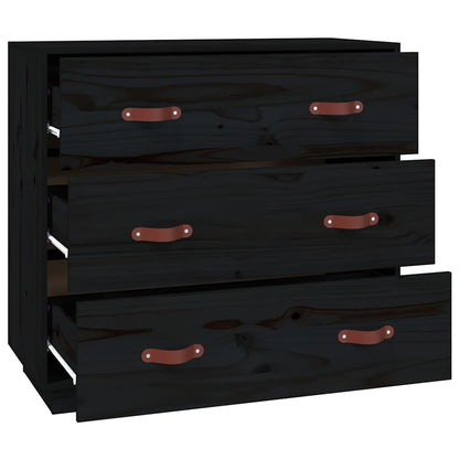 vidaXL Buffet noir 80x40x75 cm Bois de pin massif