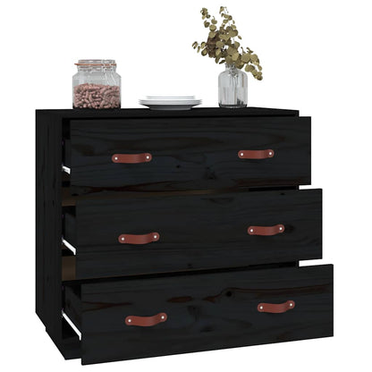 vidaXL Buffet noir 80x40x75 cm Bois de pin massif