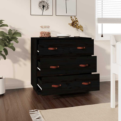 vidaXL Buffet noir 80x40x75 cm Bois de pin massif