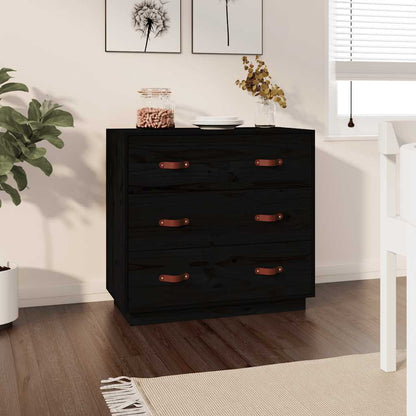 vidaXL Buffet noir 80x40x75 cm Bois de pin massif