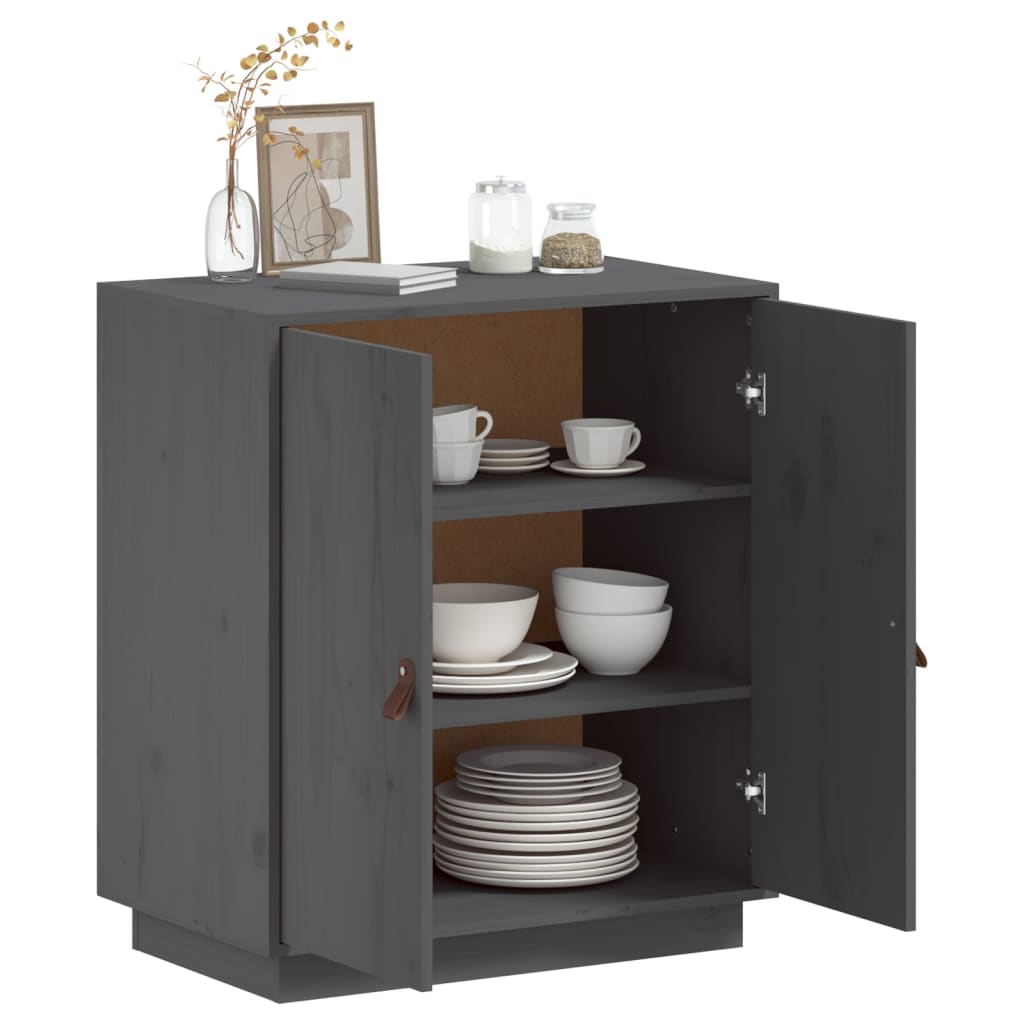 vidaXL Commode grise 65,5x40x75 cm en pin massif