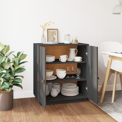 vidaXL Commode grise 65,5x40x75 cm en pin massif