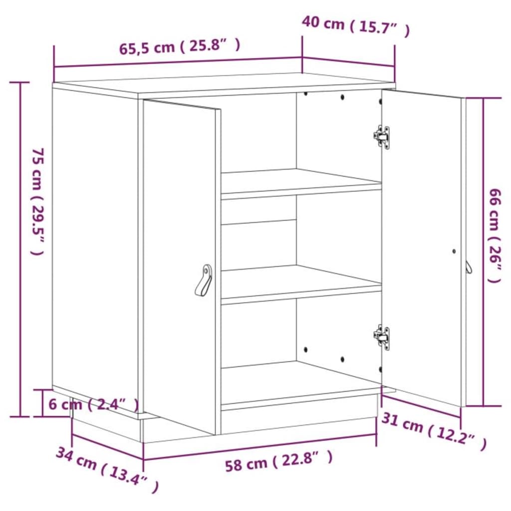 vidaXL Commode grise 65,5x40x75 cm en pin massif