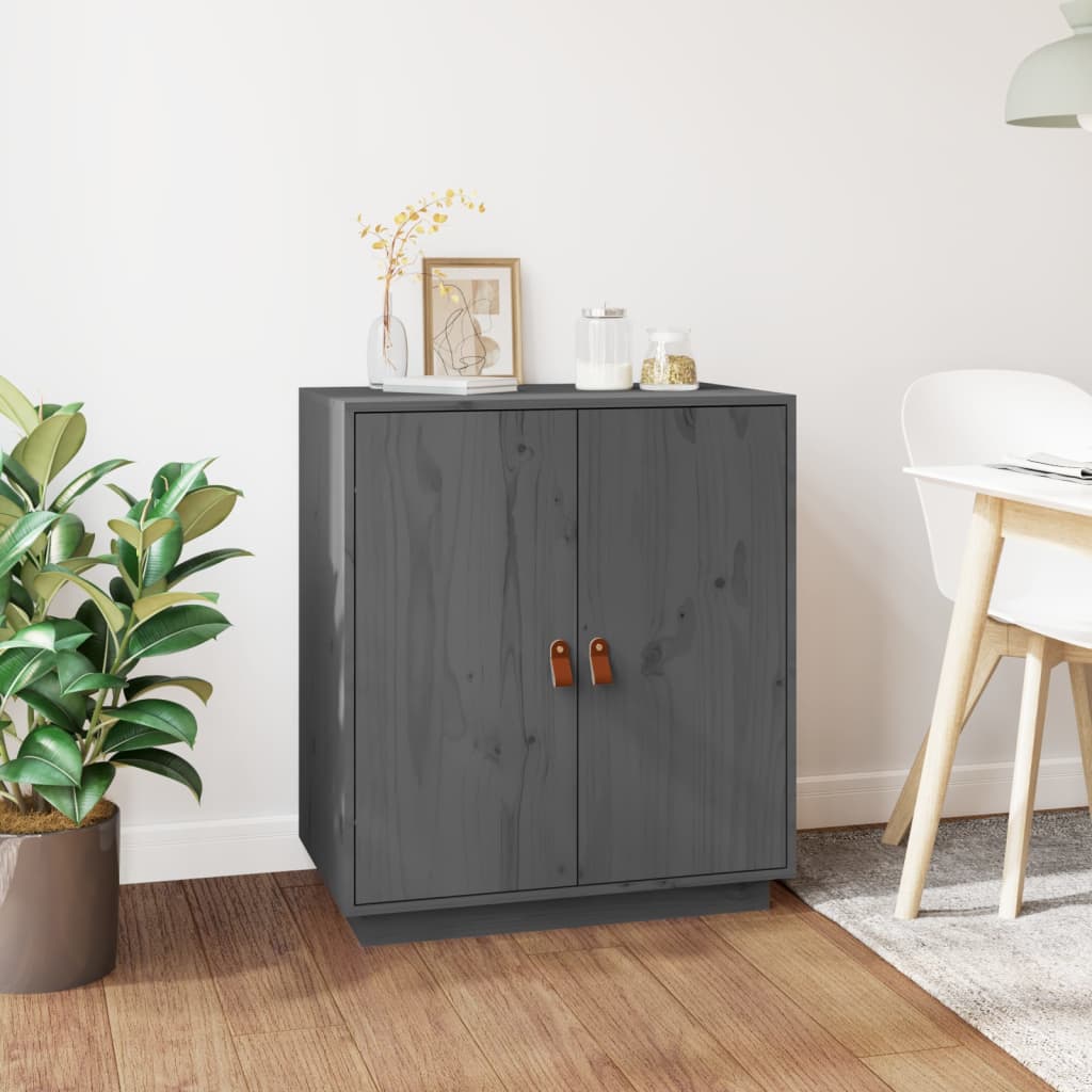 vidaXL Commode grise 65,5x40x75 cm en pin massif