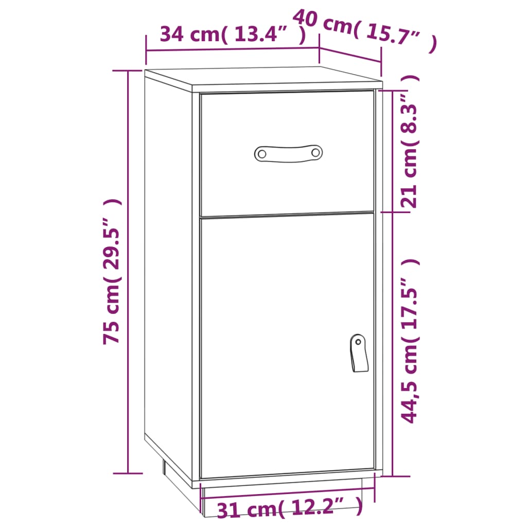 vidaXL Buffet blanc 34x40x75 cm Bois de pin massif