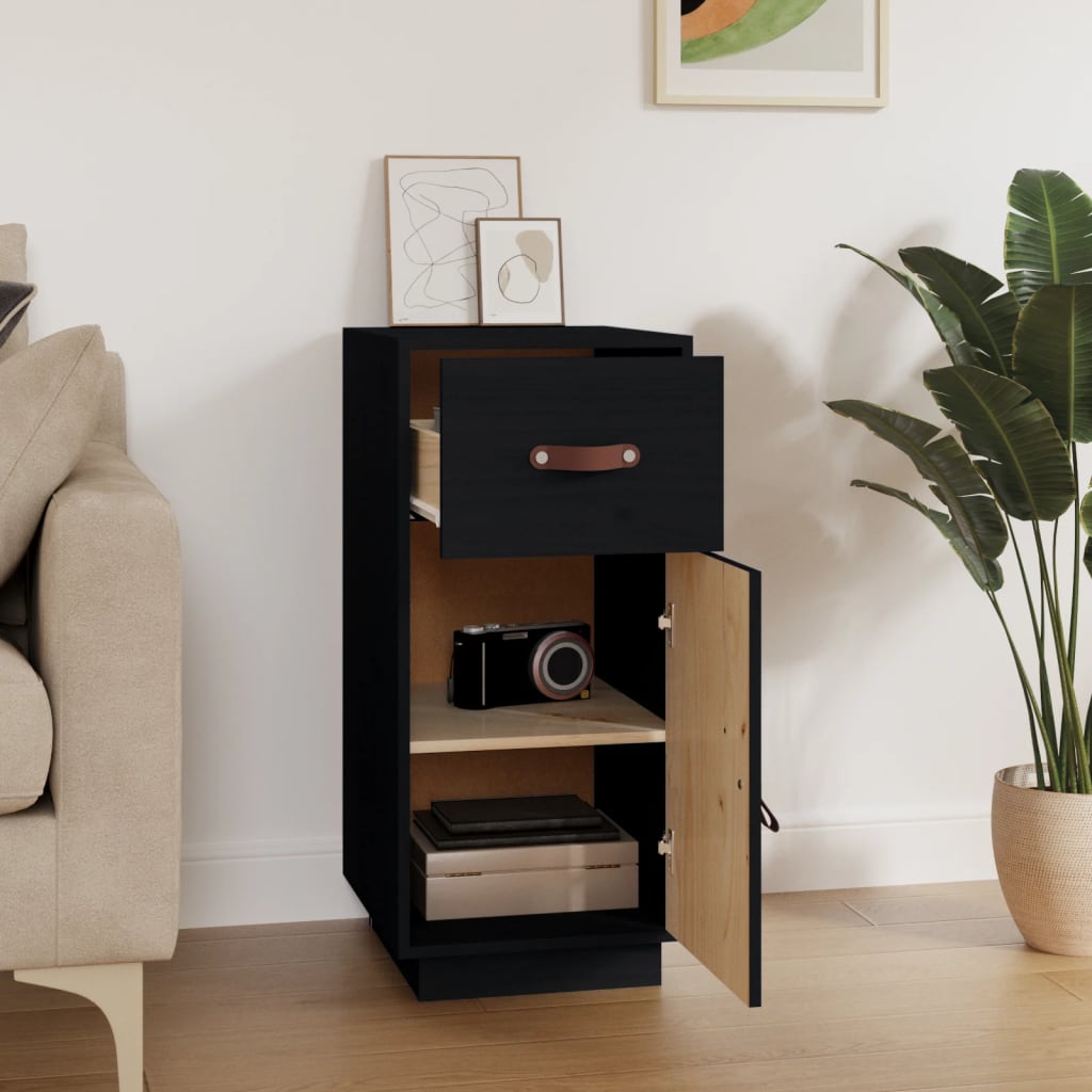vidaXL Sideboard Schwarz 34x40x75 cm Massivholz Kiefer