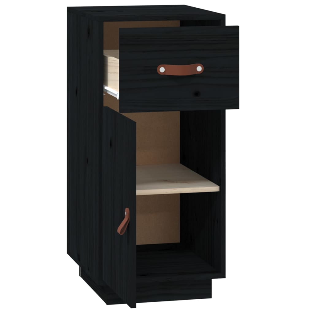 vidaXL Sideboard Schwarz 34x40x75 cm Massivholz Kiefer