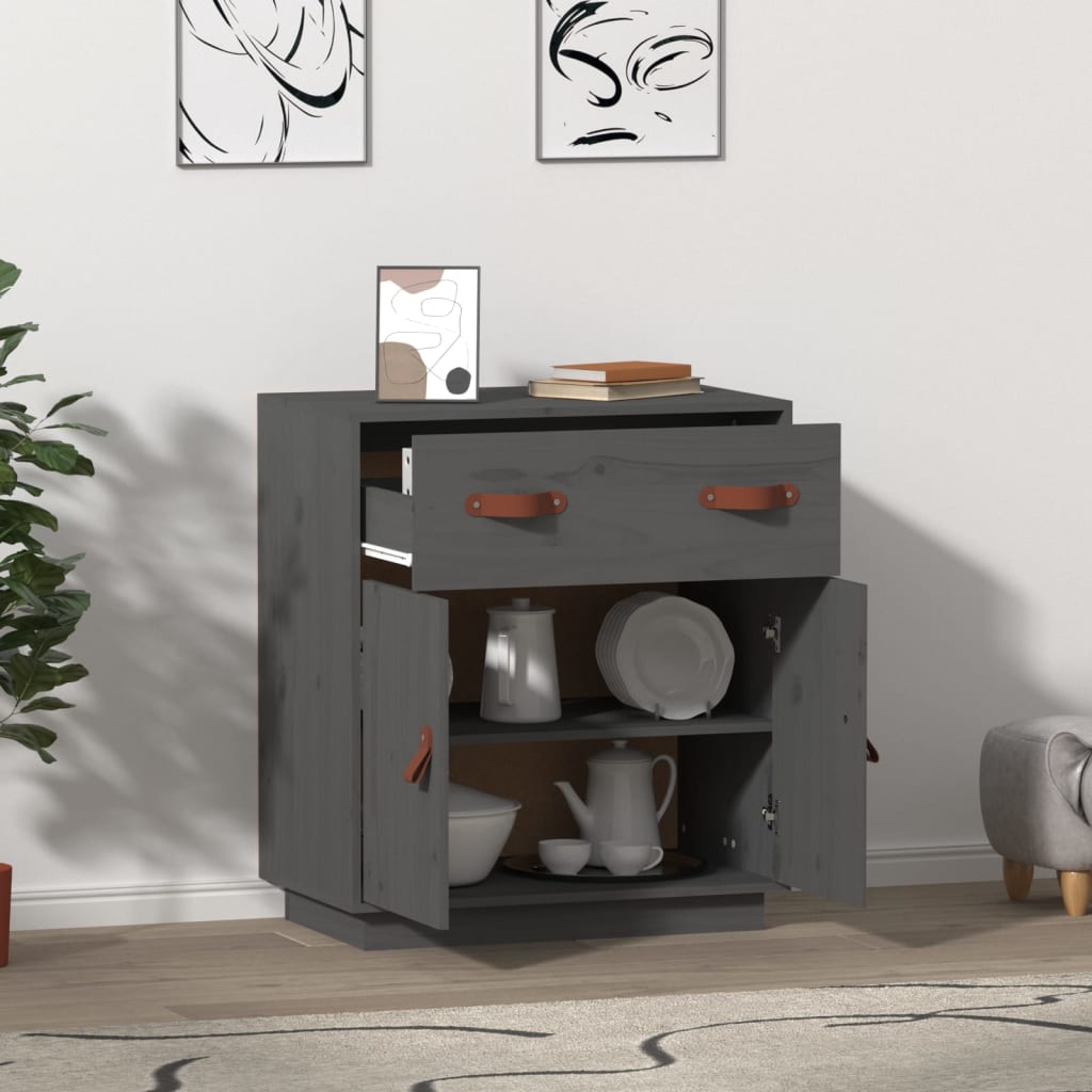 vidaXL Sideboard Grau 65,5x40x75 cm Massivholz Kiefer