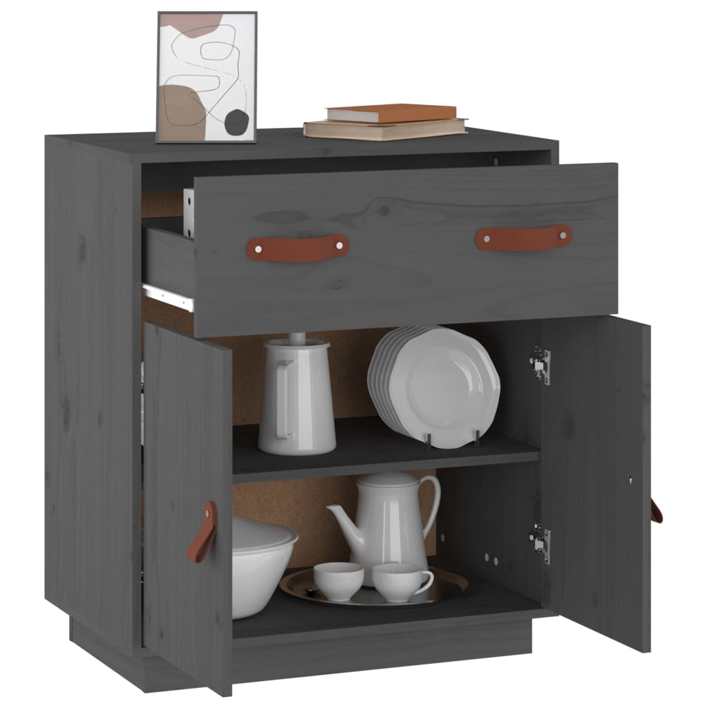 vidaXL Sideboard Grau 65,5x40x75 cm Massivholz Kiefer