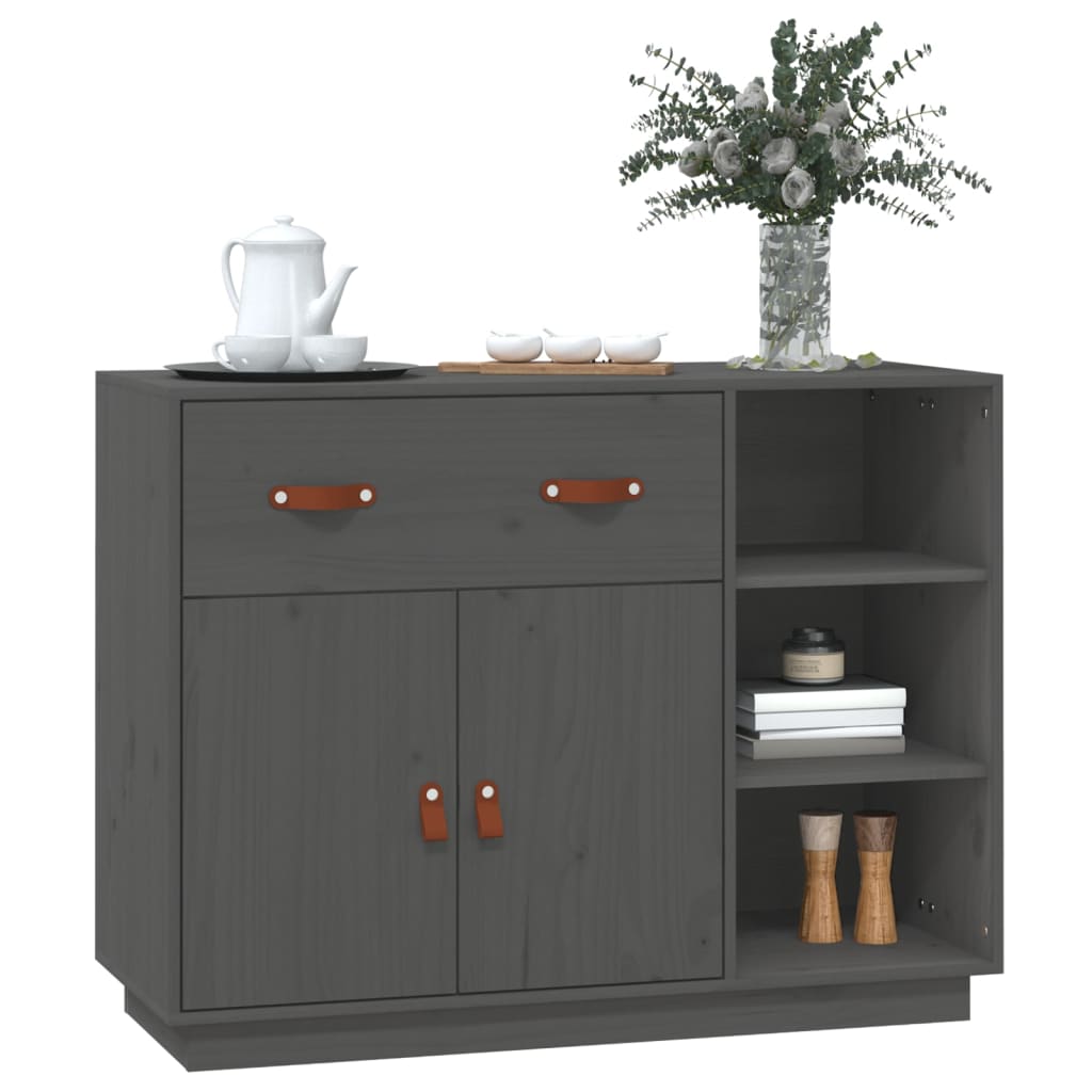 vidaXL Commode grise 98,5x40x75 cm Pin massif