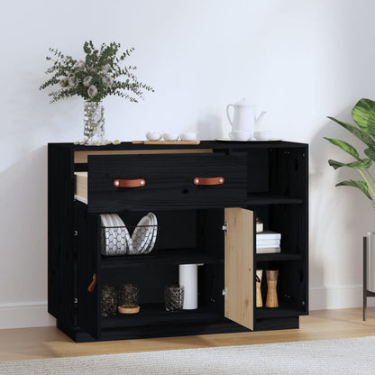 vidaXL Sideboard Schwarz 98,5x40x75 cm Massivholz Kiefer