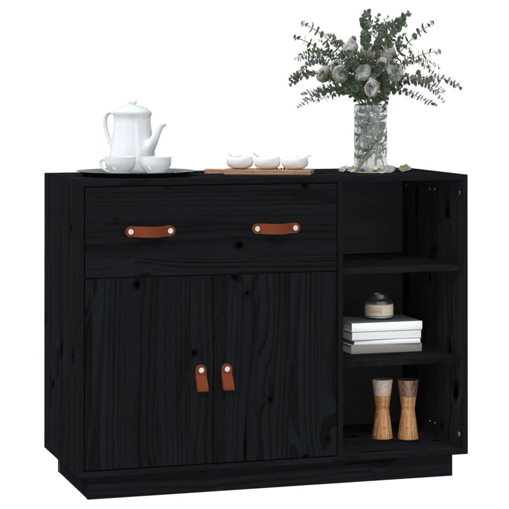 vidaXL Sideboard Schwarz 98,5x40x75 cm Massivholz Kiefer