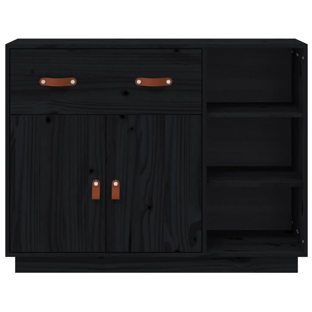 vidaXL Sideboard Schwarz 98,5x40x75 cm Massivholz Kiefer