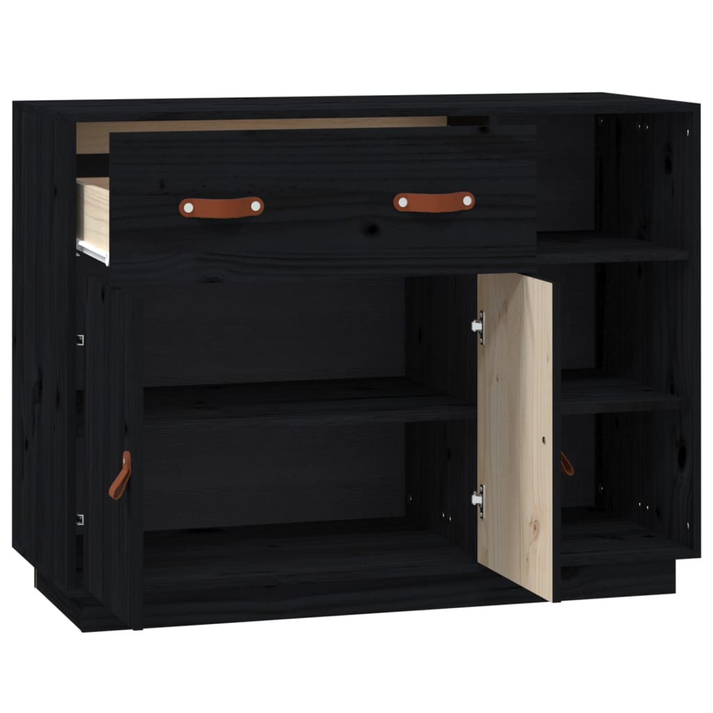 vidaXL Sideboard Schwarz 98,5x40x75 cm Massivholz Kiefer