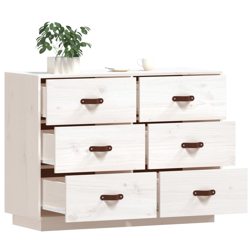 vidaXL Sideboard Weiß 100x40x75 cm Massivholz Kiefer