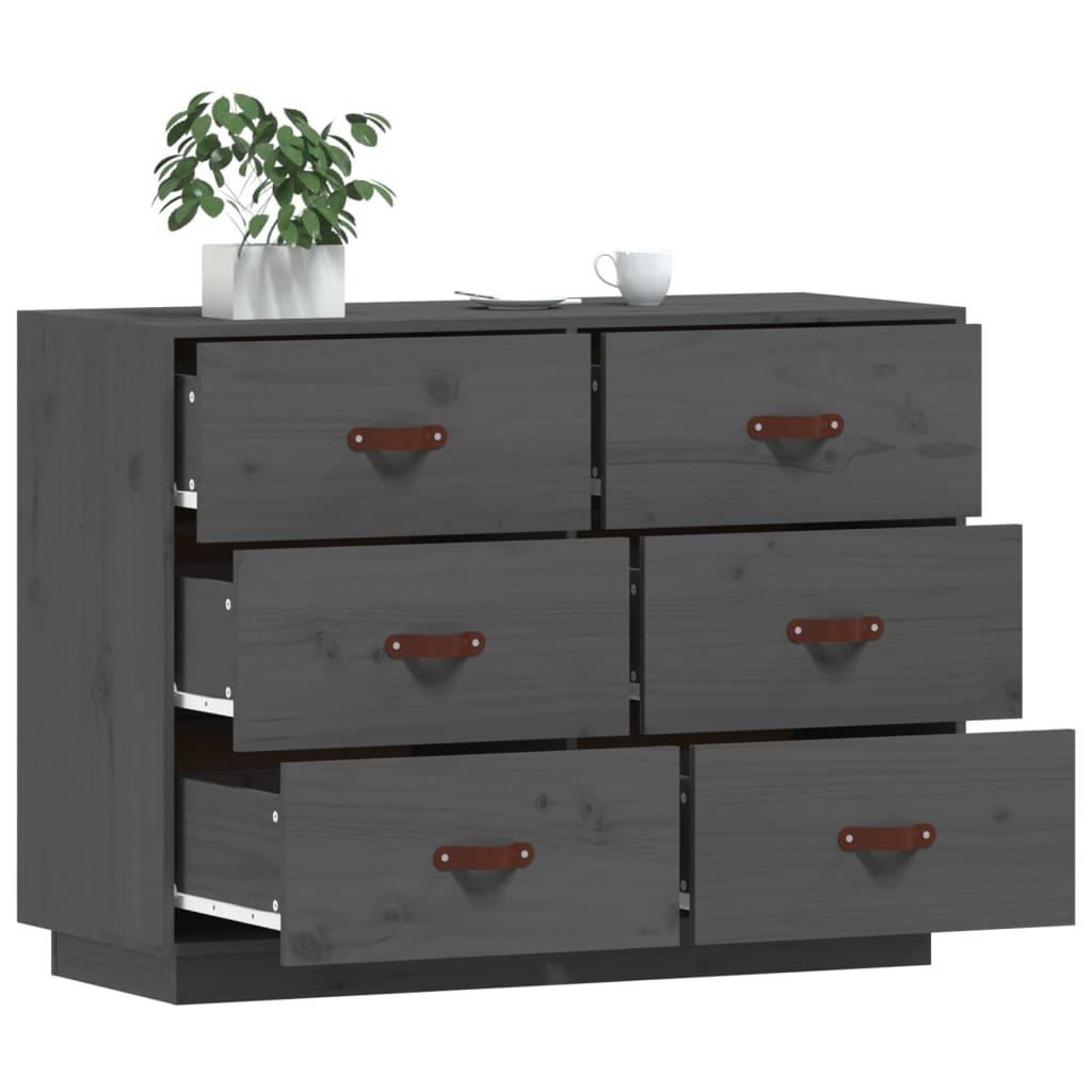 vidaXL Buffet bas gris 100x40x75 cm Bois de pin massif