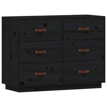 vidaXL Buffet noir 100x40x75 cm Bois de pin massif