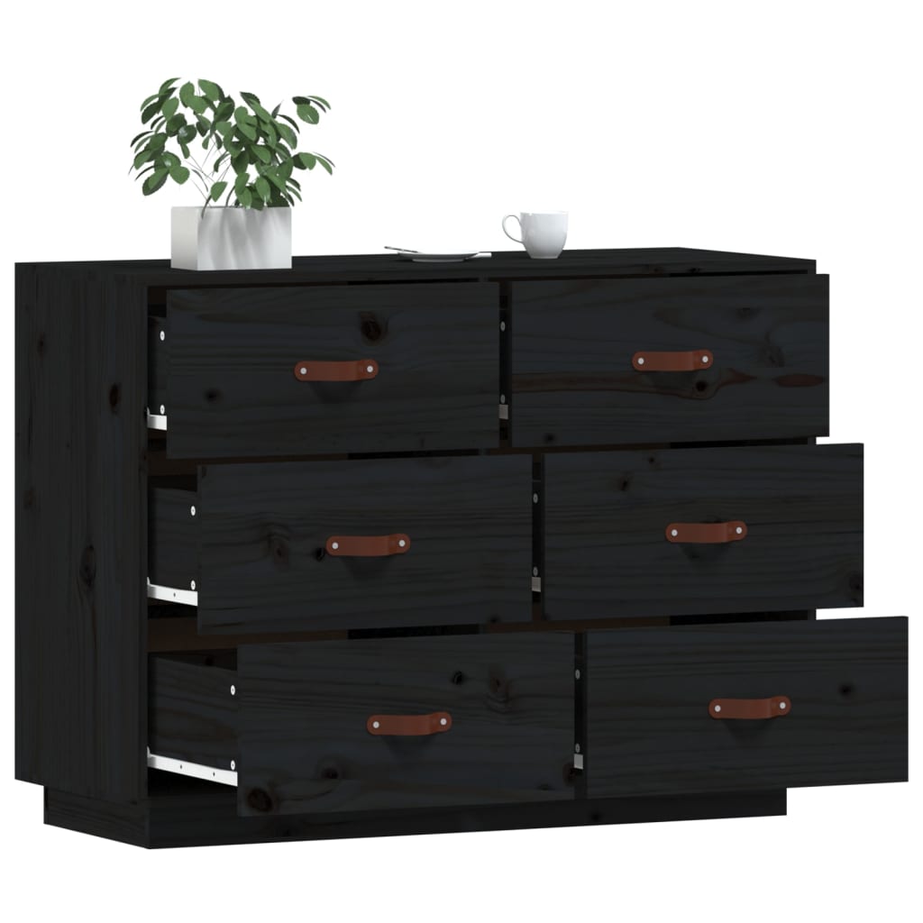 vidaXL Buffet noir 100x40x75 cm Bois de pin massif