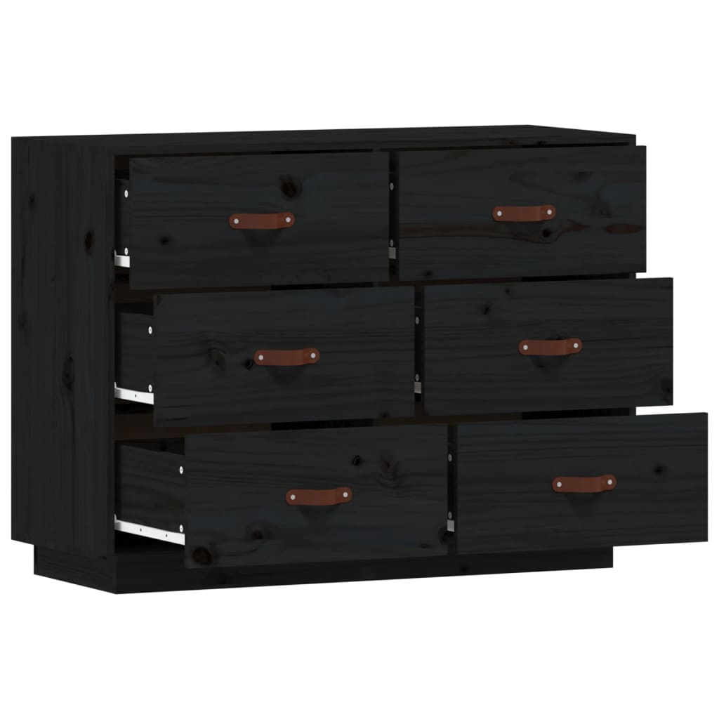 vidaXL Buffet noir 100x40x75 cm Bois de pin massif