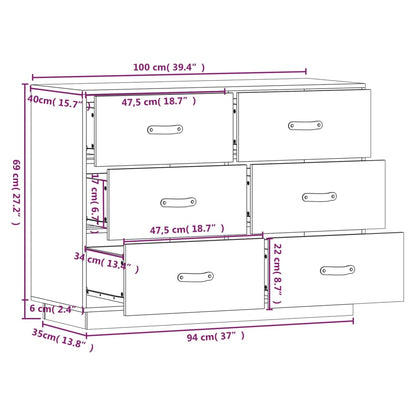 vidaXL Buffet noir 100x40x75 cm Bois de pin massif