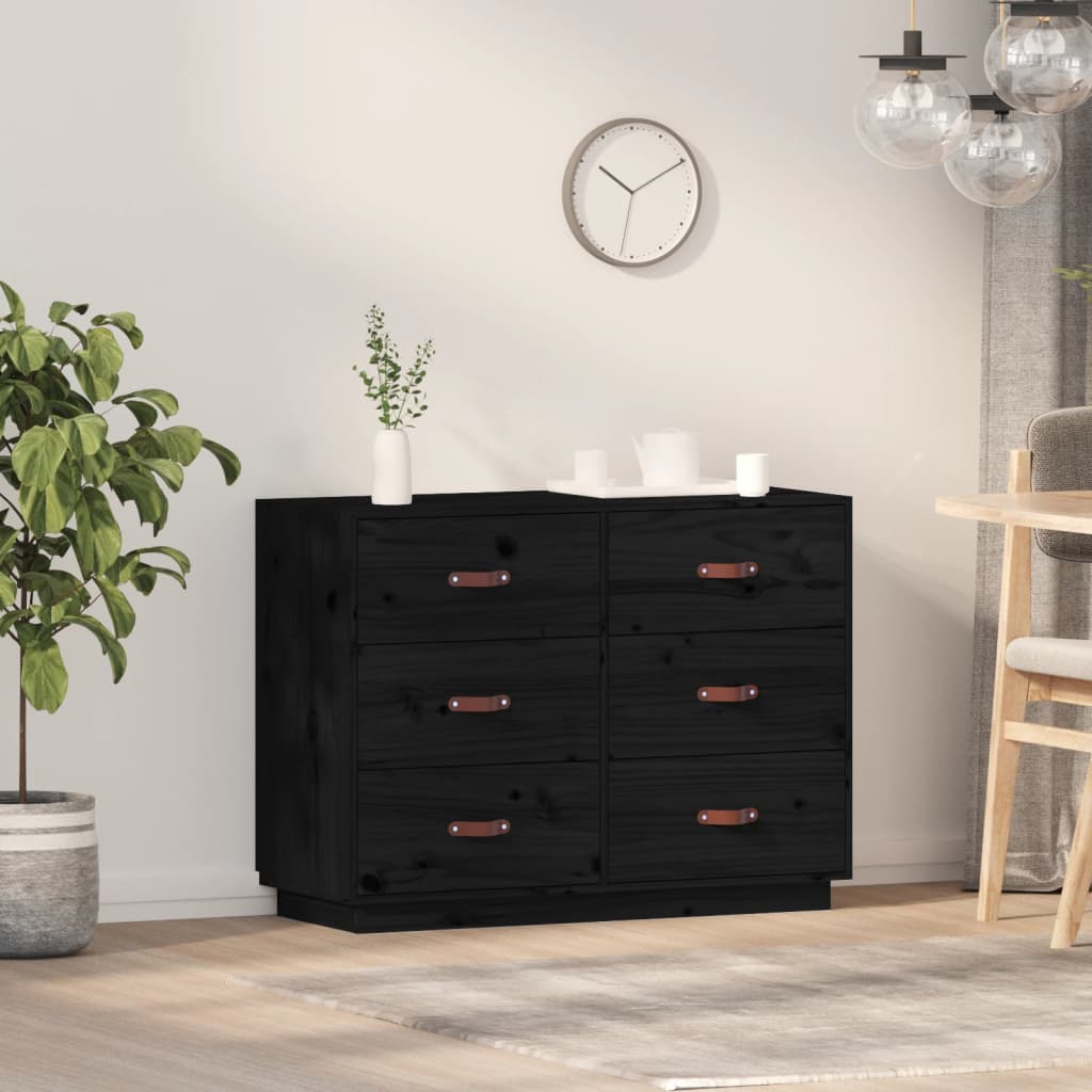 vidaXL Buffet noir 100x40x75 cm Bois de pin massif