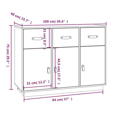 vidaXL Buffet 100x40x75 cm Bois de pin massif