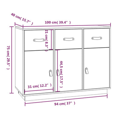 vidaXL Buffet blanc 100x40x75 cm Bois de pin massif