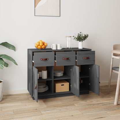vidaXL Buffet bas gris 100x40x75 cm Bois de pin massif