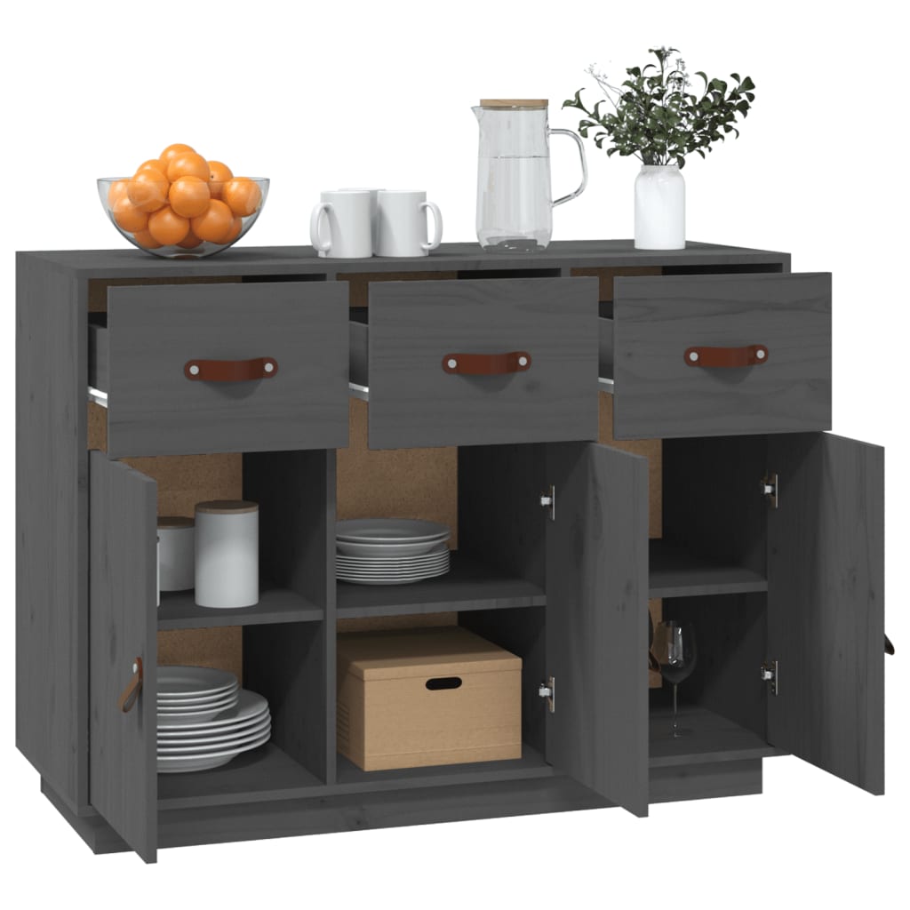 vidaXL Buffet bas gris 100x40x75 cm Bois de pin massif