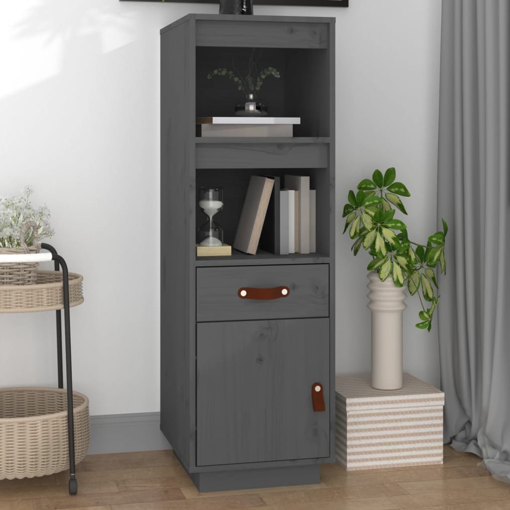 vidaXL Bahut haut gris 34x40x108,5 cm bois de pin massif