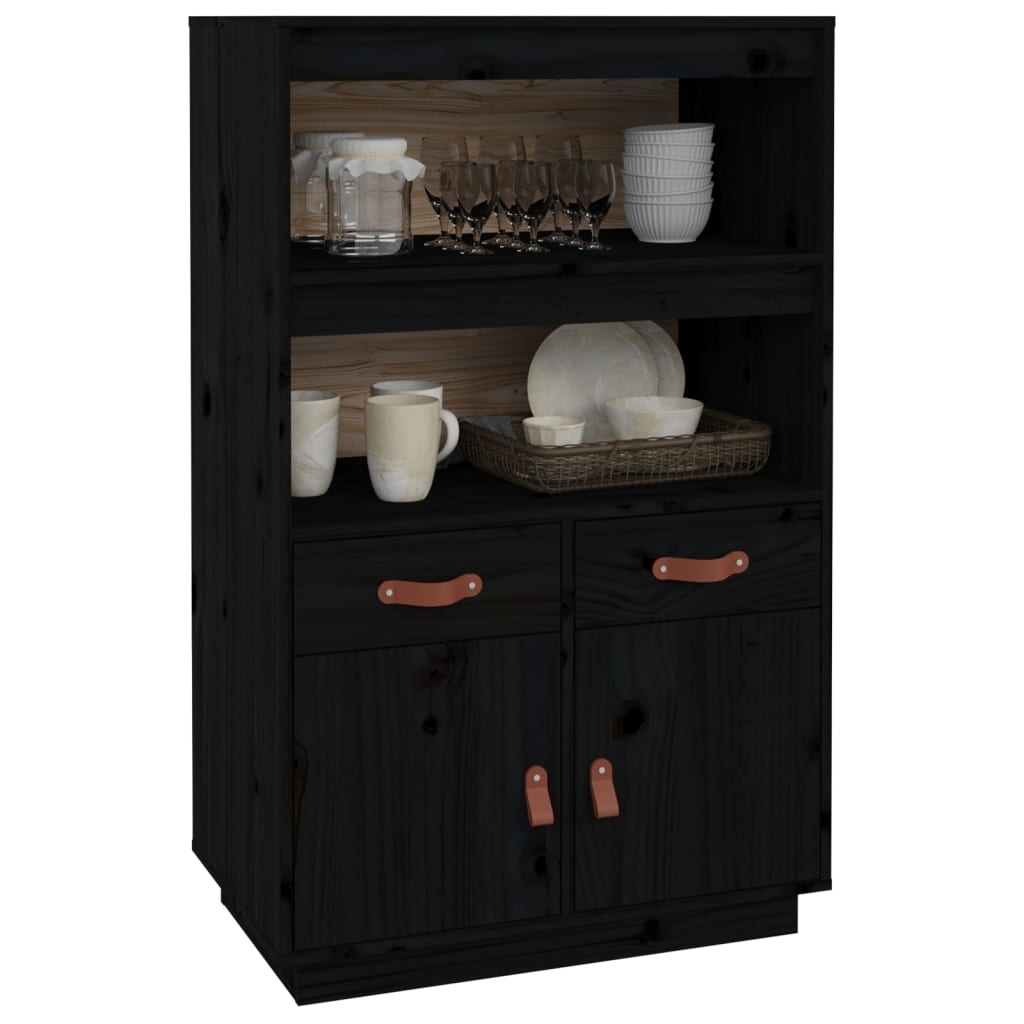 vidaXL Highboard Schwarz 67x40x108,5 cm Massivholz Kiefer