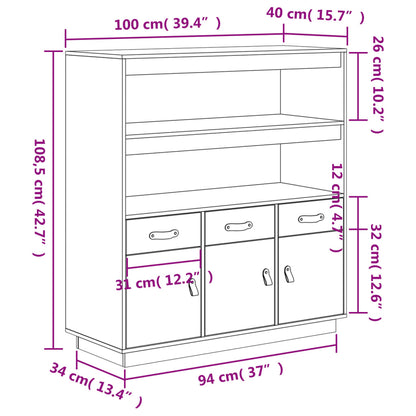 vidaXL Highboard 100x40x108,5 cm Bois de pin massif