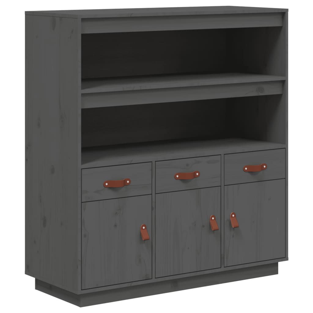 vidaXL Highboard gris 100x40x108,5 cm Bois de pin massif