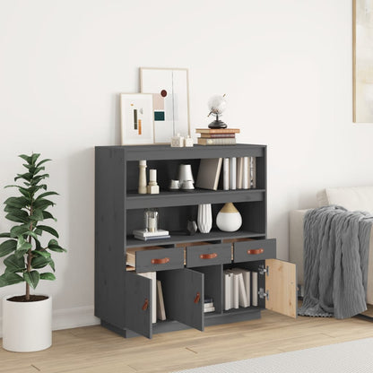 vidaXL Highboard gris 100x40x108,5 cm Bois de pin massif
