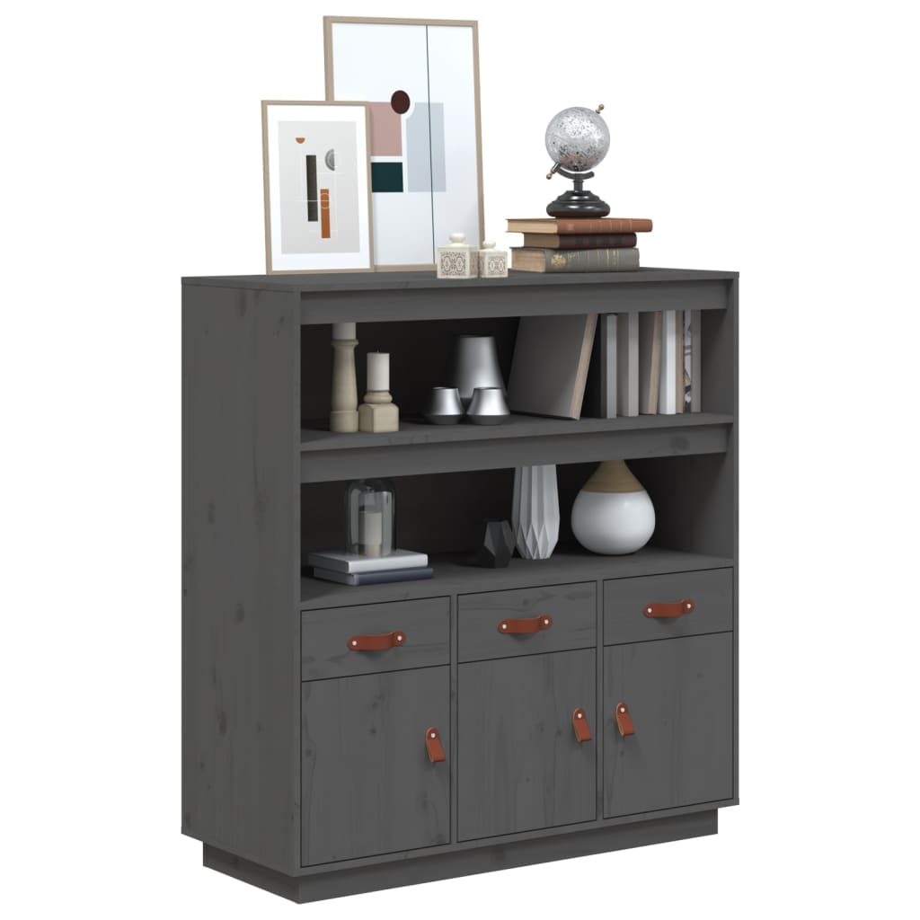 vidaXL Highboard gris 100x40x108,5 cm Bois de pin massif