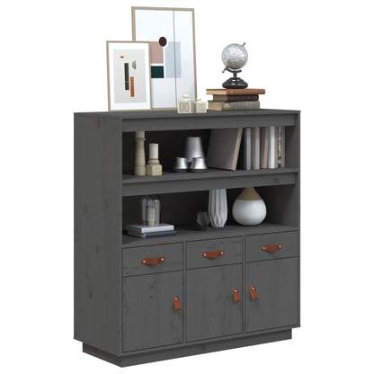 vidaXL Highboard gris 100x40x108,5 cm Bois de pin massif