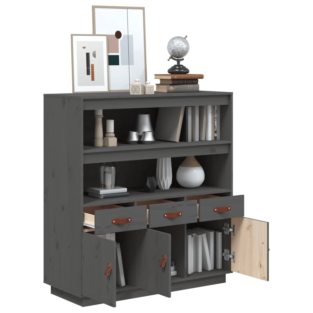 vidaXL Highboard gris 100x40x108,5 cm Bois de pin massif