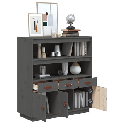 vidaXL Highboard gris 100x40x108,5 cm Bois de pin massif