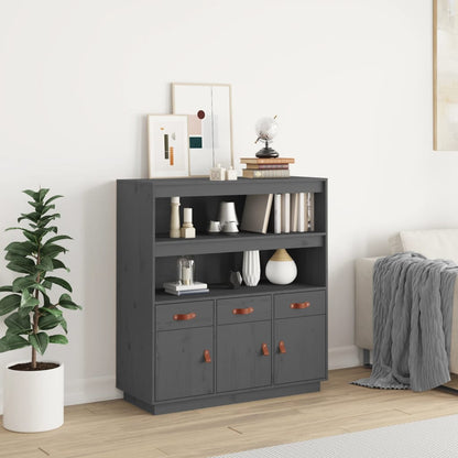 vidaXL Highboard gris 100x40x108,5 cm Bois de pin massif