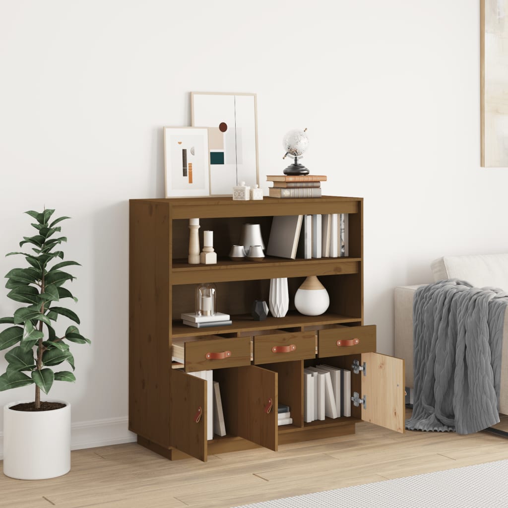 vidaXL Highboard marron miel 100x40x108,5 cm pin massif
