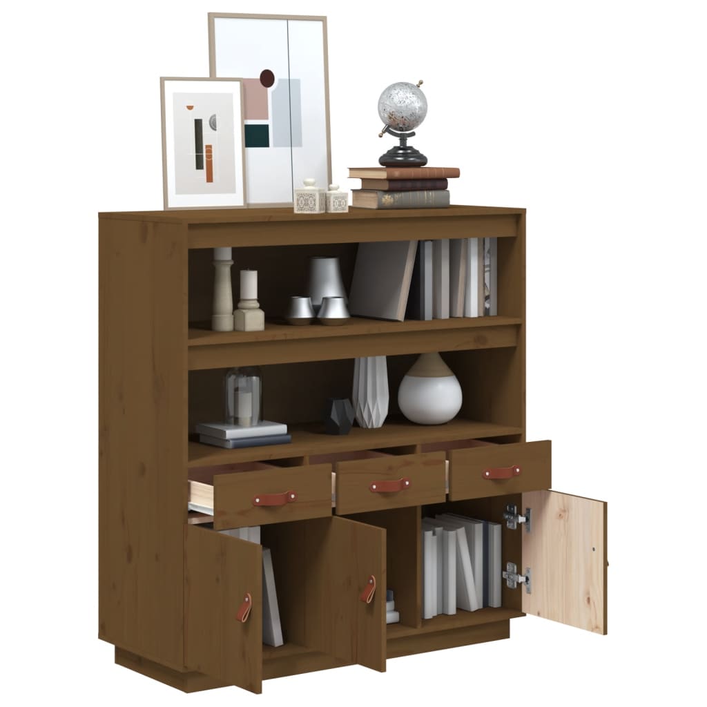 vidaXL Highboard marron miel 100x40x108,5 cm pin massif