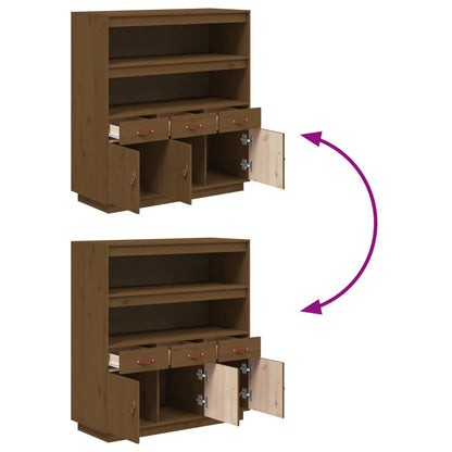 vidaXL Highboard marron miel 100x40x108,5 cm pin massif